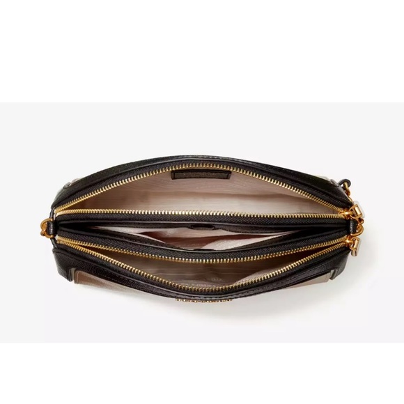 New Kate Spade Morgan Colorblock Double-zip Dome Crossbody Leather Cafe Mocha - Picture 4 of 5